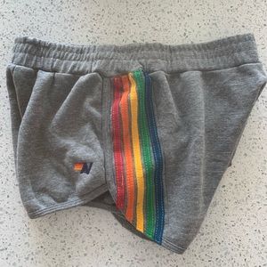 Aviator Nation Womens 5 Stripe Jogger Short Heather Rainbow